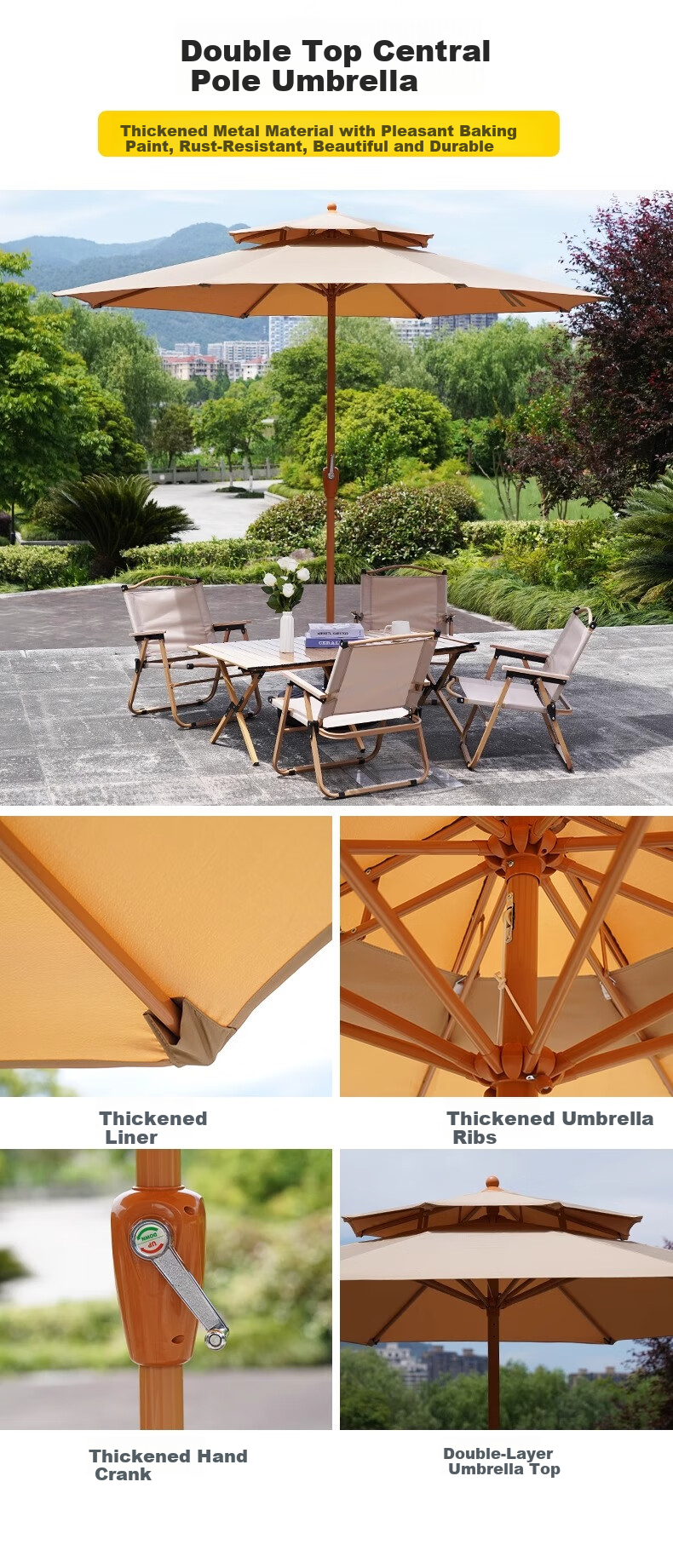 Qiyinge Outdoor Sunshade Umbrella Patio Parasol Terrace Balcony Market Large Sun Umbrella Villa Garden Outdoor Roman Umbrella 9