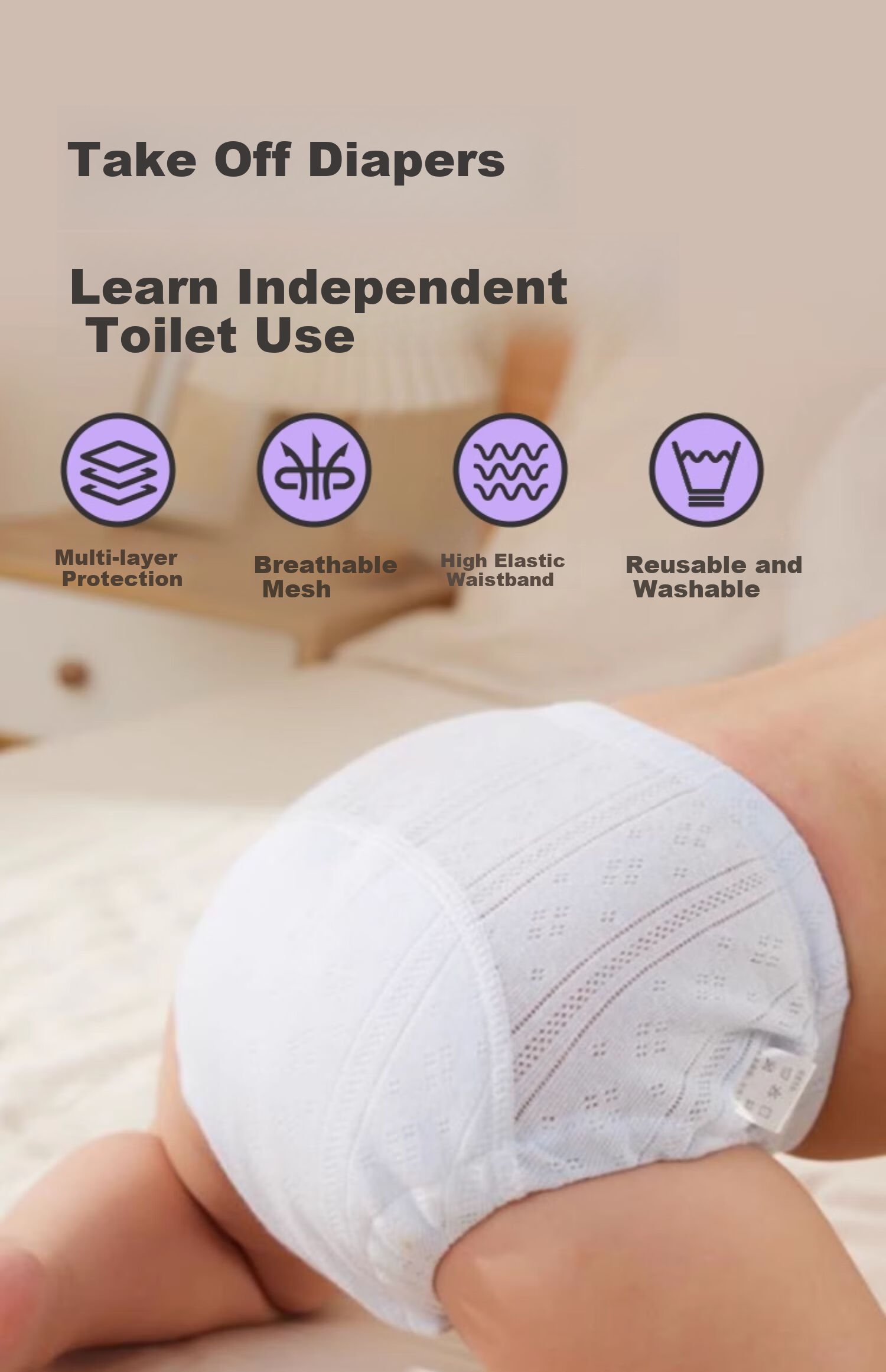 JOYNCLEON Baby Potty Training Pants Waterproof Breathable Washable 4-Pack Size 110 JGN155909 1