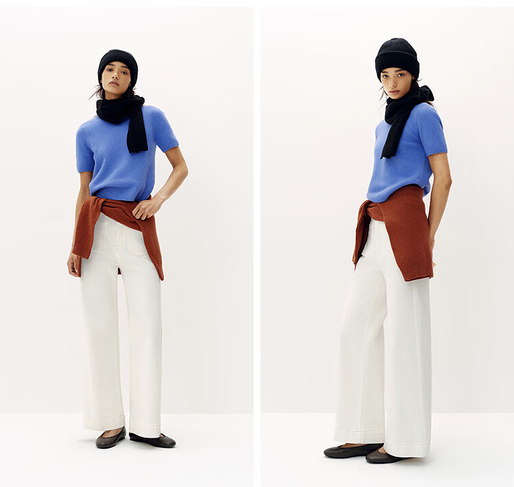 Semir Senrou Women's Denim Jeans Autumn Loose Fit Long Pants Slimming Leg-Lengthening Wide-Leg Trousers 103525124011A 37