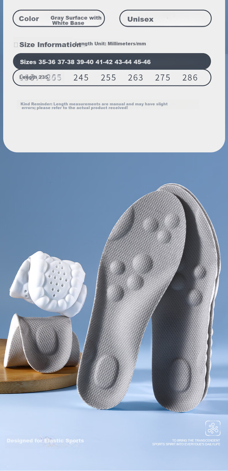 Footprint Tribe 2 Pairs Arch Support Sports Insoles Men Thickened High Elastic Shock Absorption Soft Cushioned Anti-Fatigue 3940 6