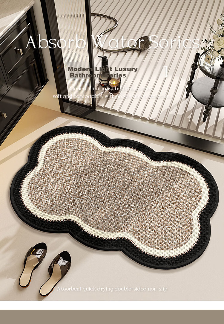 STIMANNI CITY·MANNI New Floral Bathroom Absorbent Mat Luxury Woven Linen Non-Slip Quick-Dry Thickened Floor Mat 1