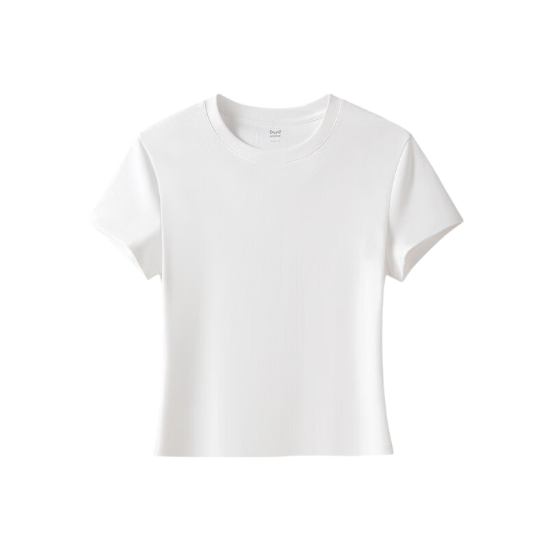 MiiOW [100% Cotton] Women's Round Neck T-Shirt, Loose Fit, Lightweight Summer Breathable Sports Casual White Tee Undershirt