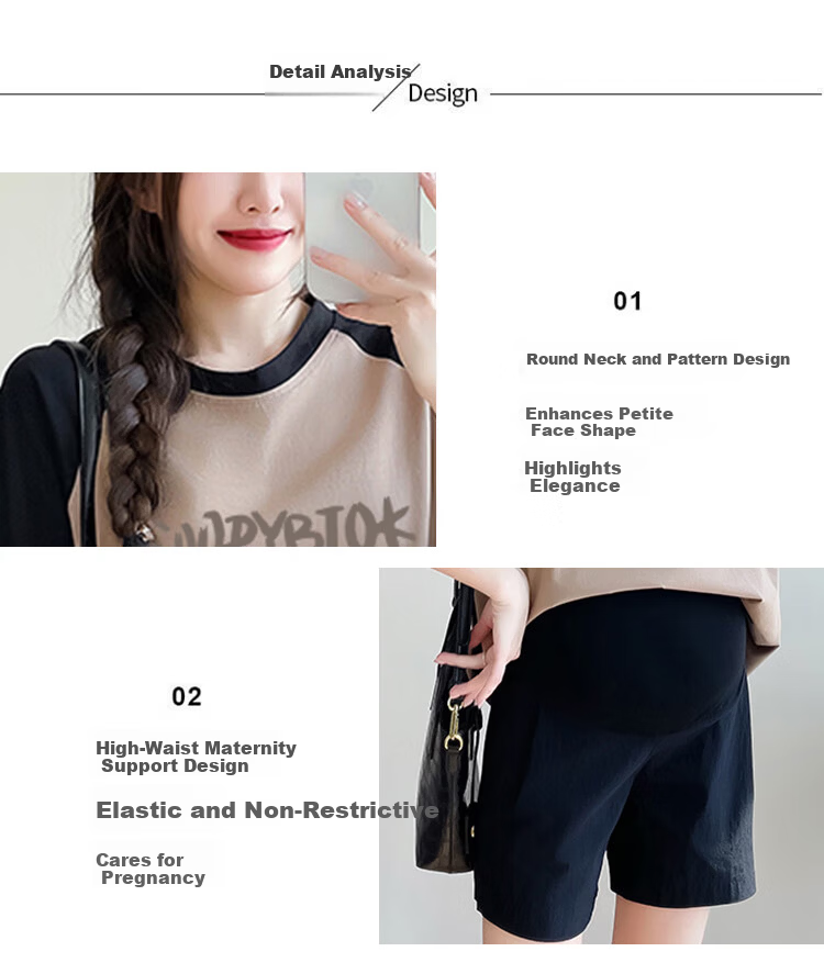 JOYNCLEON Maternity Summer Thin Loose Raglan Sleeve Printed T-Shirt and Versatile Shorts Set White L Jtz158115 7