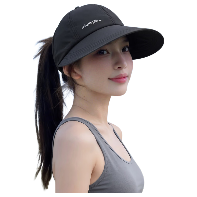 Jingtang Jingpin Quick-Dry Sun Protection Hat for Women Spring Summer Open-Top Ponytail Large Brim Duckbill Cap Slim Face Outdoor Sports Sunshade Hat