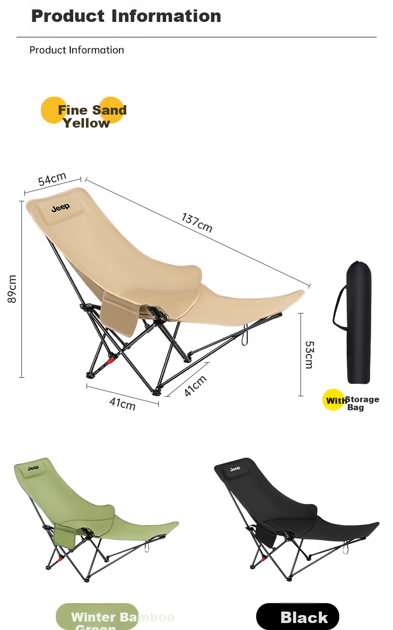 JEEP Outdoor Camping Folding Recliner Ultra-Light Portable Nap Bed Beach Fishing Lazy Chair - Winter Bamboo Green 26