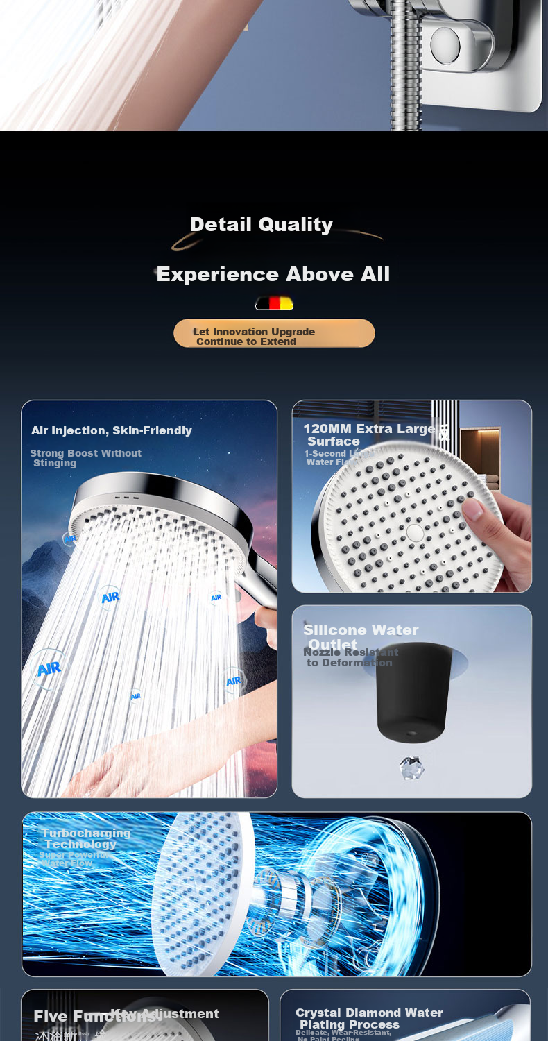 HOMK German High-Pressure Shower Head with Powerful Water Flow, Shower Sprayer, Large Water Output, Showerhead 2