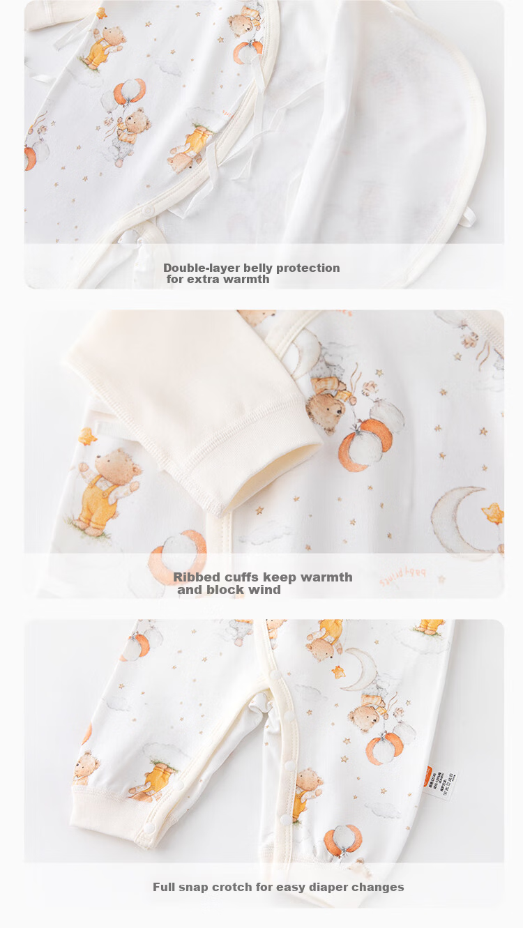 Babyprints Baby Romper 2-Pack Newborn Cotton Belly Protection Jumpsuit Unisex Soft Four-Season Infant Underwear Set A59 5