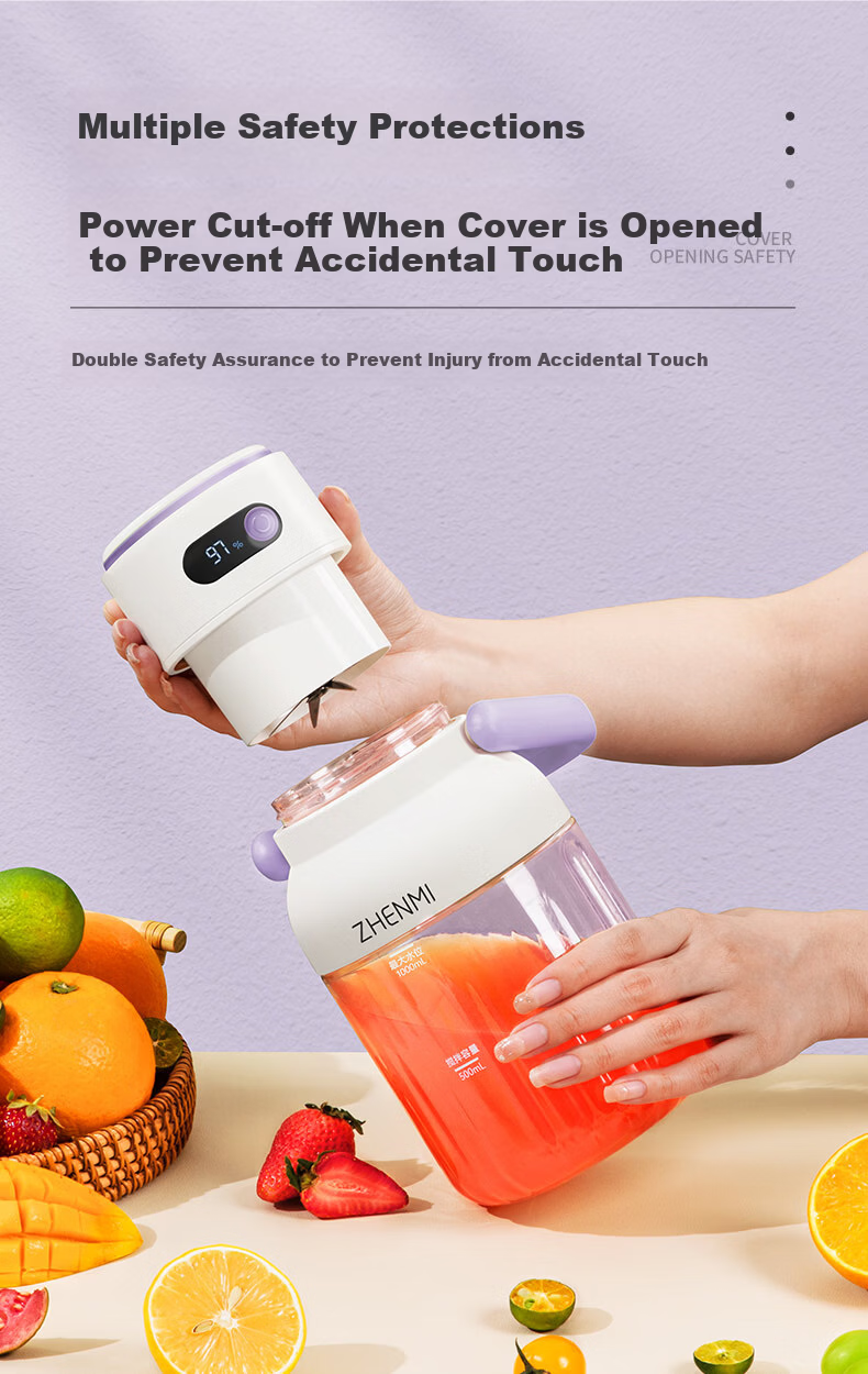 Zhenmi Portable Juicer Small Household Multifunctional Wireless Rechargeable Electric Fruit Juicer Cup J15 Price Protection 618 10
