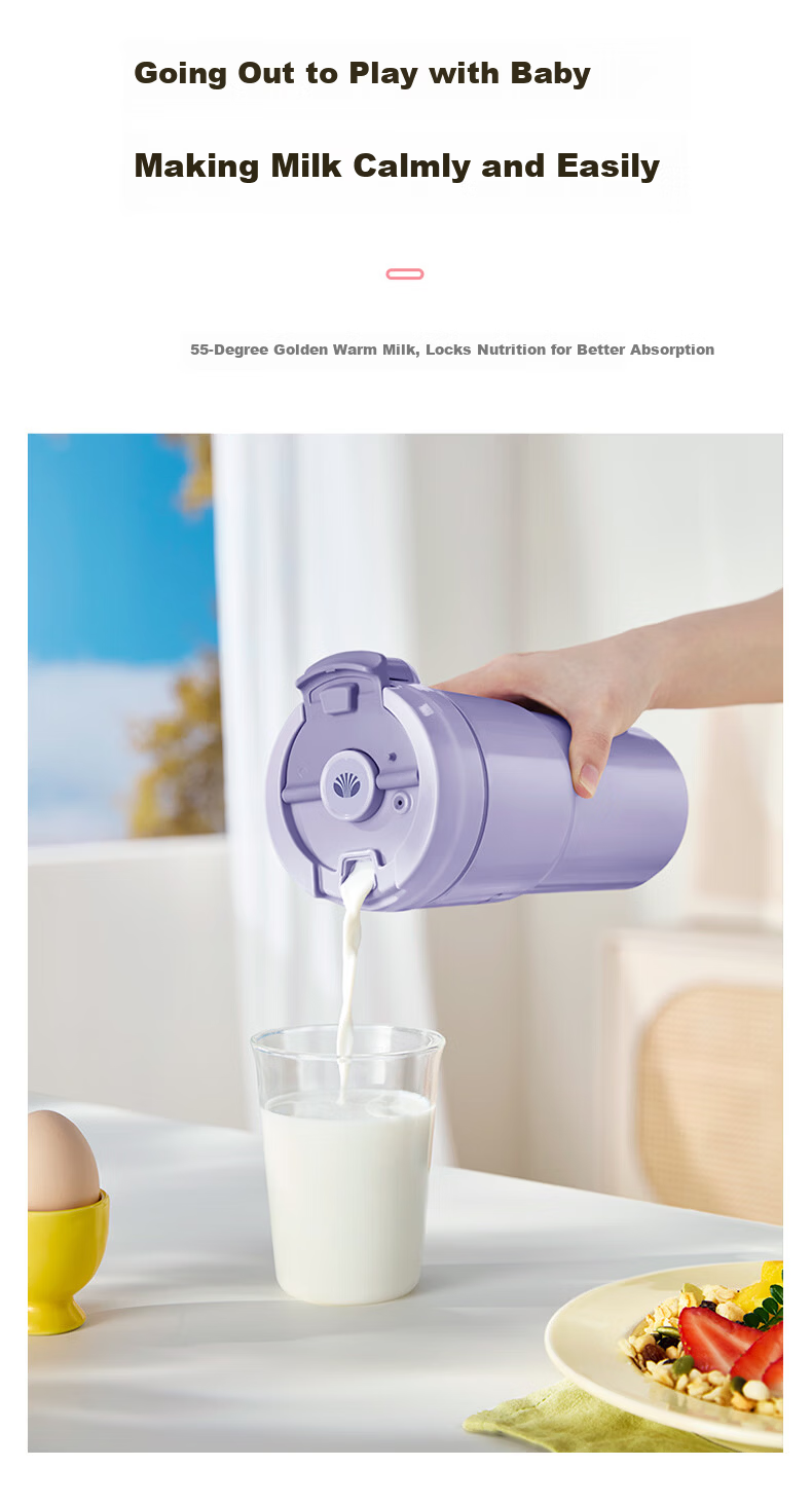 DAEWOO Mini Soy Milk Maker Smart Insulation Fully Automatic Portable Fresh Juice Extractor Direct Drinking No Filter Small Household Blender SM19 Purple 3