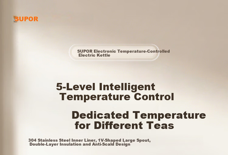 SUPOR 2.5L Electric Kettle Water Boiler Temperature Control Kettle One-Touch Keep Warm Milk Warmer Double Steel Body Titanium Seamless Inner Liner SW-25J101P 2