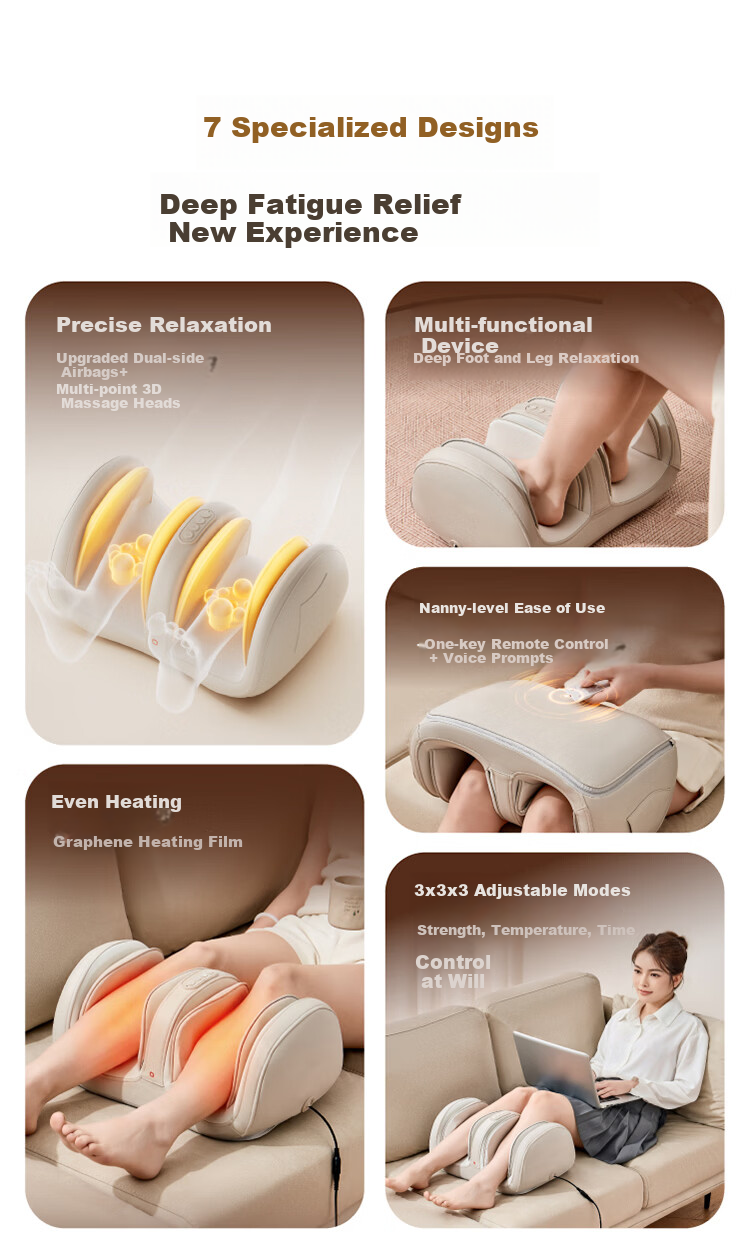 JD Jingzao Leg Massager Calf Massager Airbag Kneading Heat Muscle Relaxation Foot Therapy Machine Practical Birthday Gift for Parents Elders Boyfriend Girlfriend 3