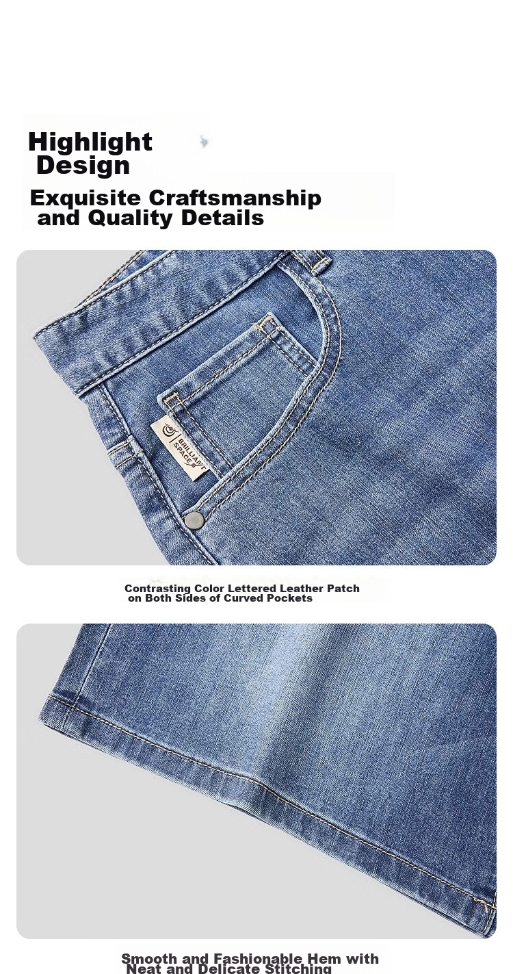 HLA Hailan Home Men's Denim Shorts 26 Shining Space Series Faded Whisker Shorts Summer Men 2