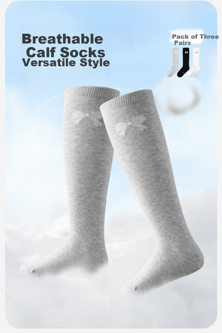 Jiusuiban Kids Knee-High Socks Girls Sports Cycling High Tube Socks School Style Versatile Simple Antibacterial Breathable Long Cotton Socks 2