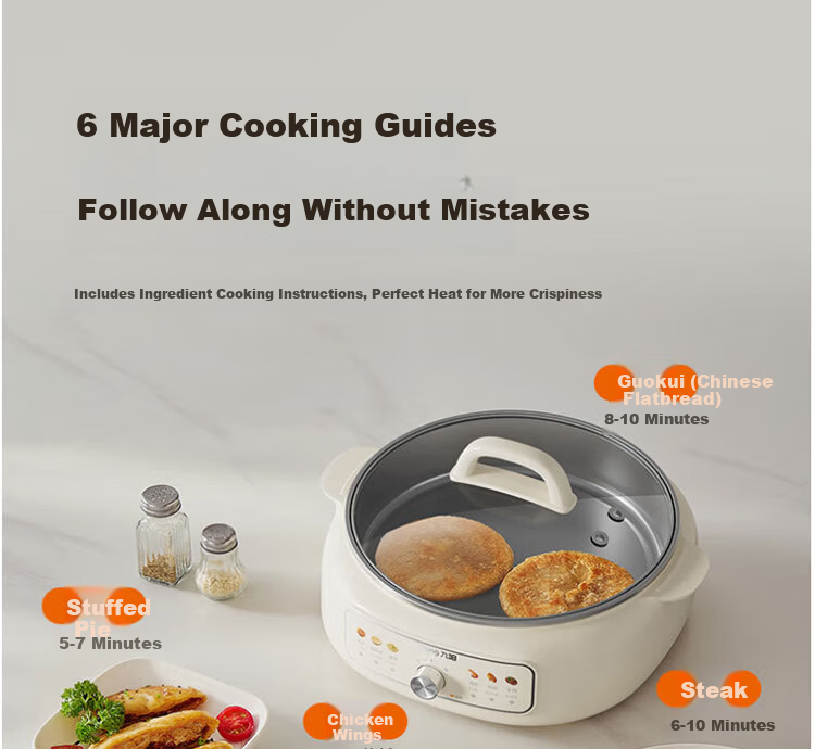 Joyoung JK30-GK339 Household Grill Pan 304 Stainless Steel Non-Coated Inner Pot Breakfast Maker Deepened Body Electric Griddle Multi-Function Electric Frying Pan 20