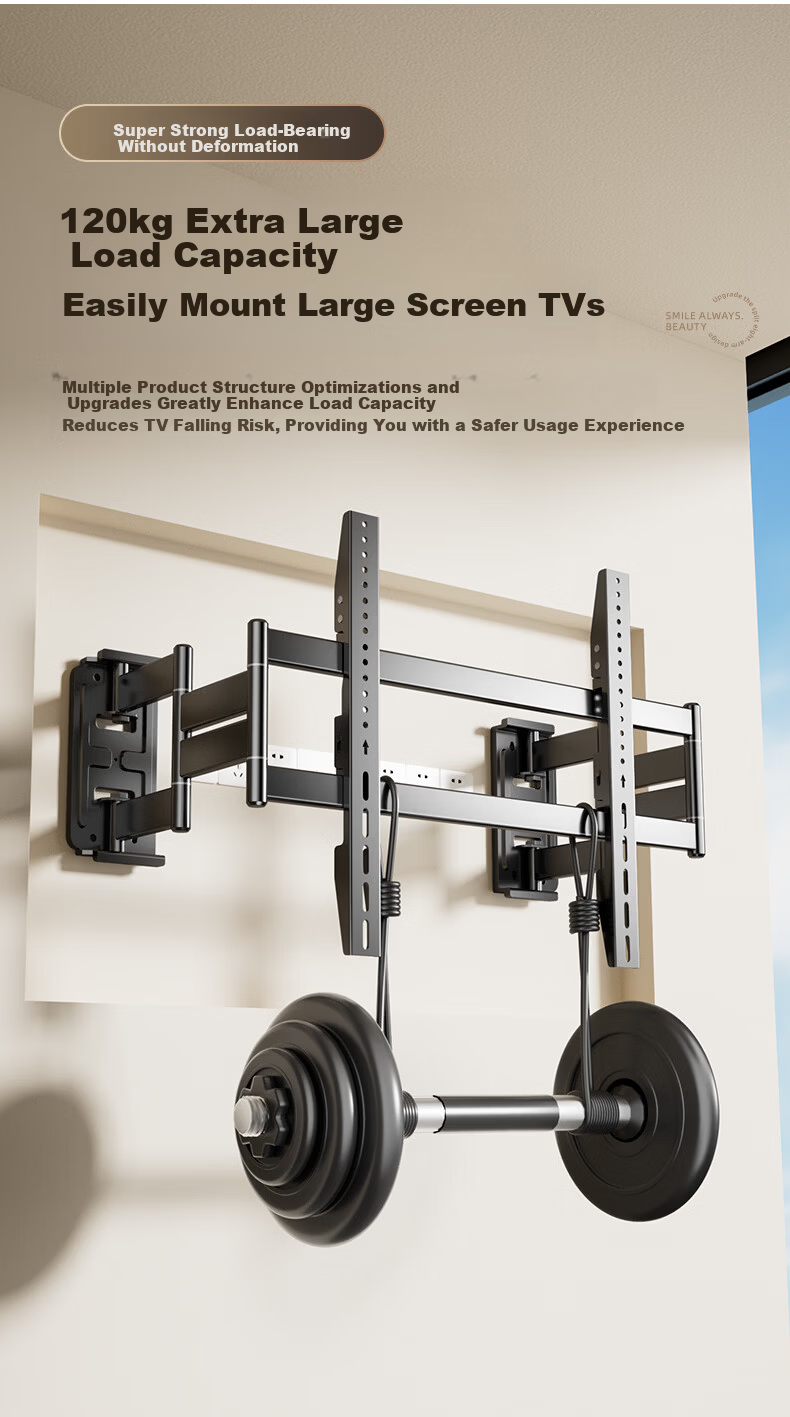 Aizhiri TV Telescopic Mount Bracket for 55-80 Inch TVs, Wall Mount with High Load Capacity, Socket-Friendly Embedded Telescopic TV Bracket NX80 9