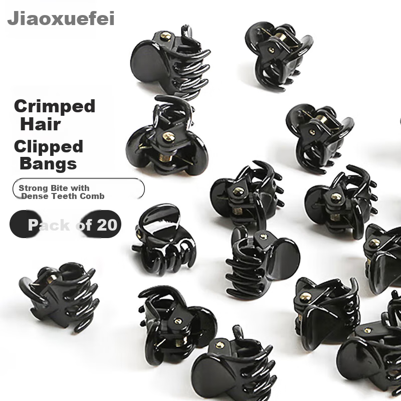 Jiaoxuefei Black Small Hair Claw Clips 20pcs Bangs Clips Top Clips Small Hairpins Hair Accessories