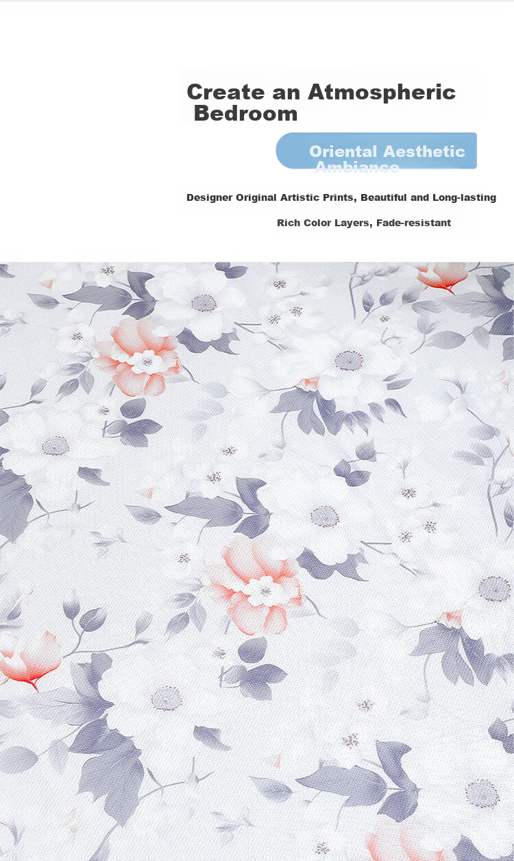 Fuanna Ice Silk Cooling Mat Washable Cooling Printed Soft Mat Single Foldable Ice Silk Mat Two-Piece Set 1.2m×2m 10