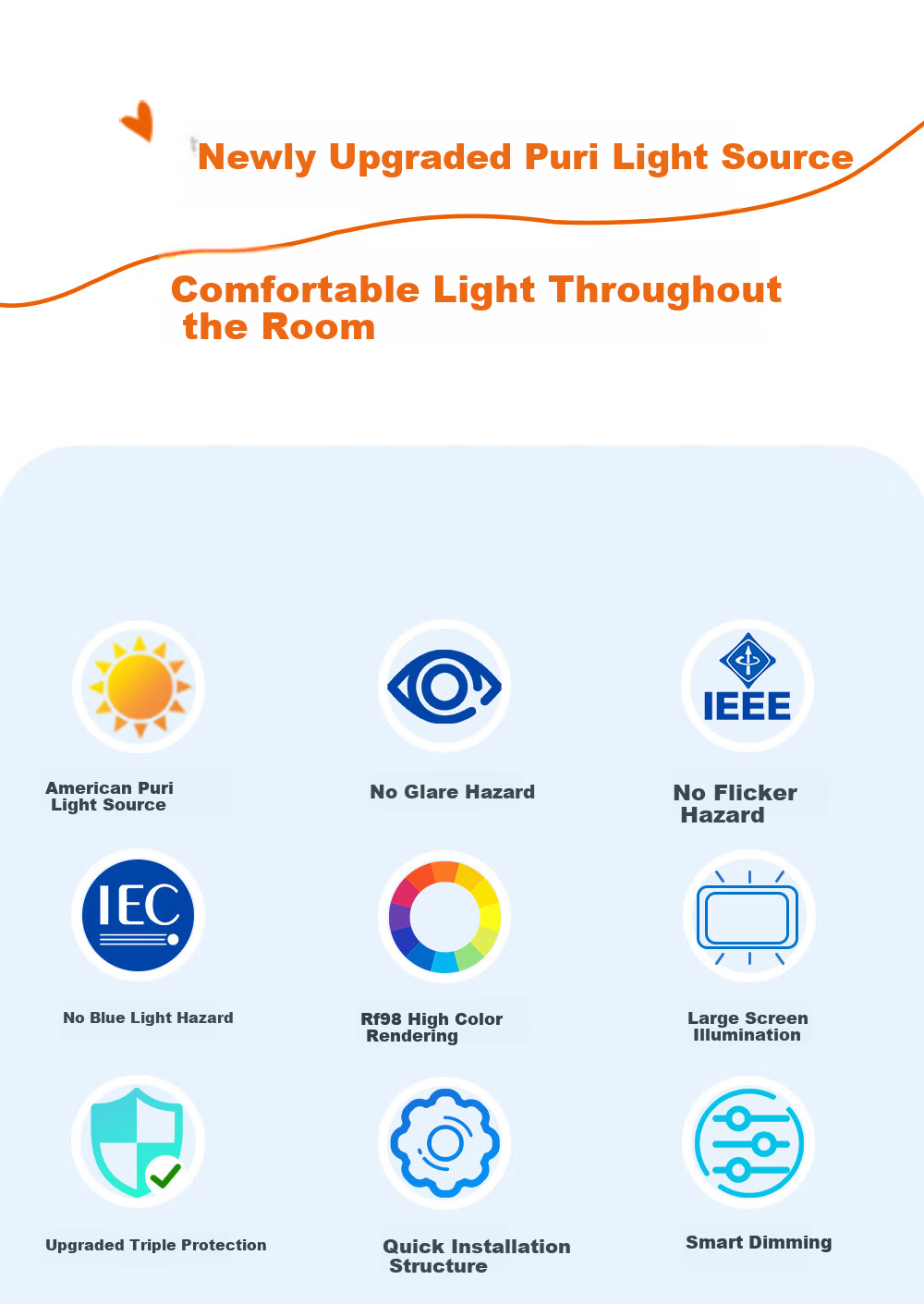 Kuka LED Ceiling Light Eye Protection Integrated Quick Install Living Room Bedroom Lamp 48cm Square Three Colors [Installation Included] 2