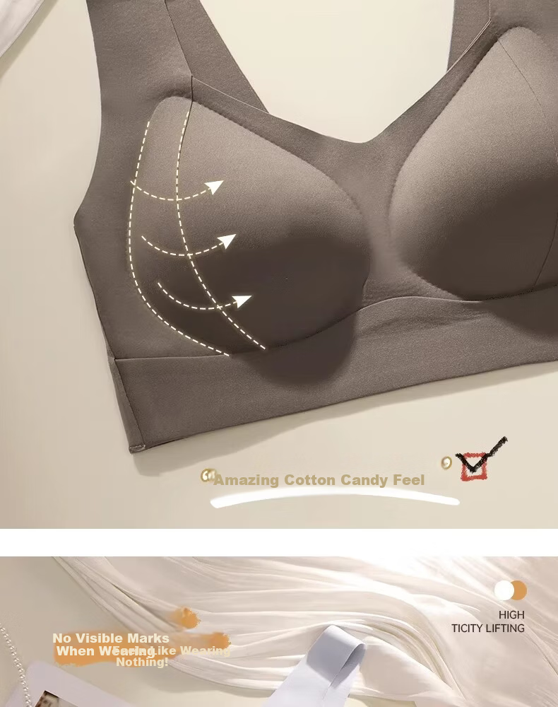Ordifen Women's Sports Seamless Foundation Small Bust Push-Up Lifting Anti-Sagging Side Breast Gathering Back Support Vest Bra 7