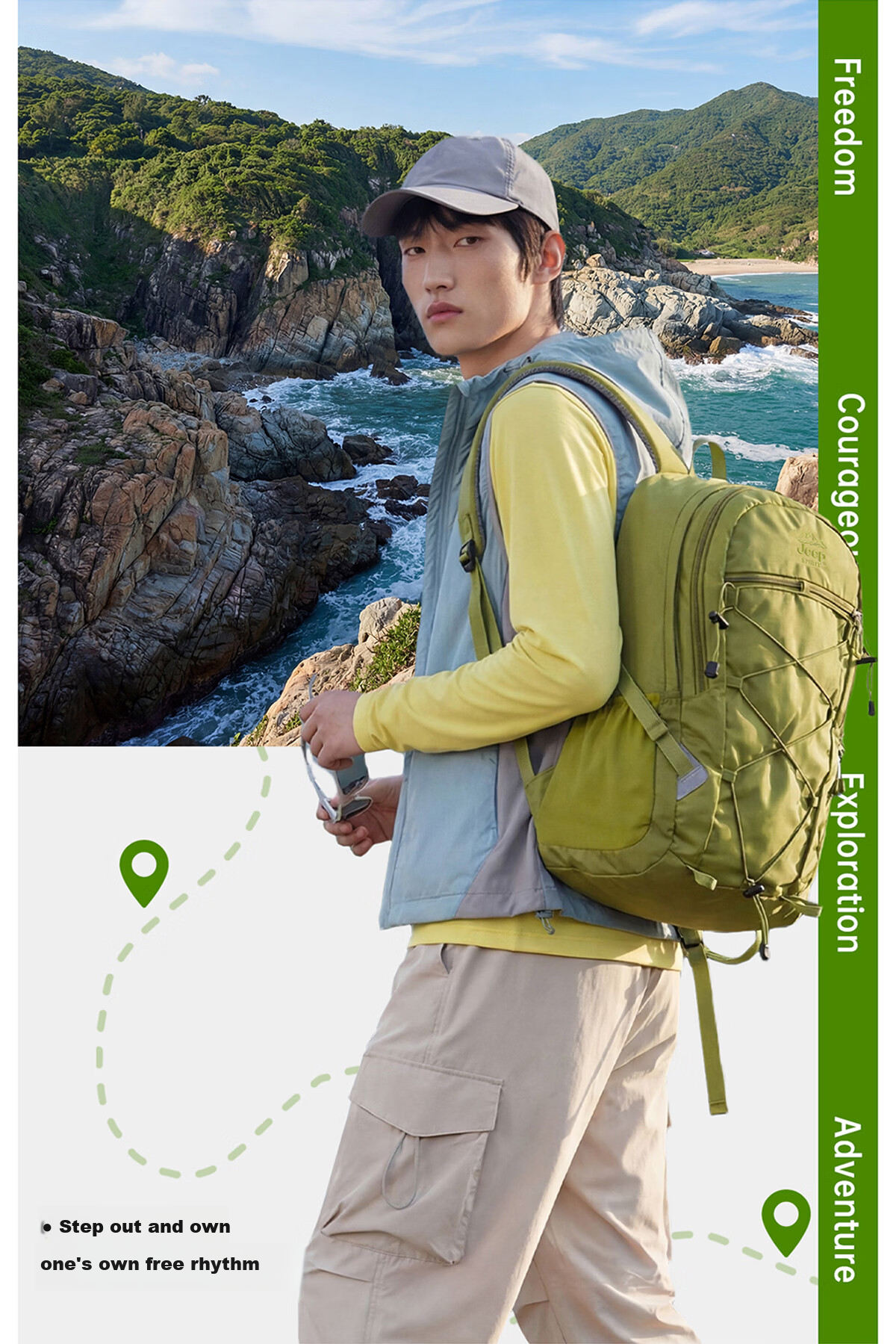 JEEP SPIRIT Outdoor Hiking Mountaineering Backpack Large Capacity Waterproof Camping Lightweight Travel Bag for Men and Women 3