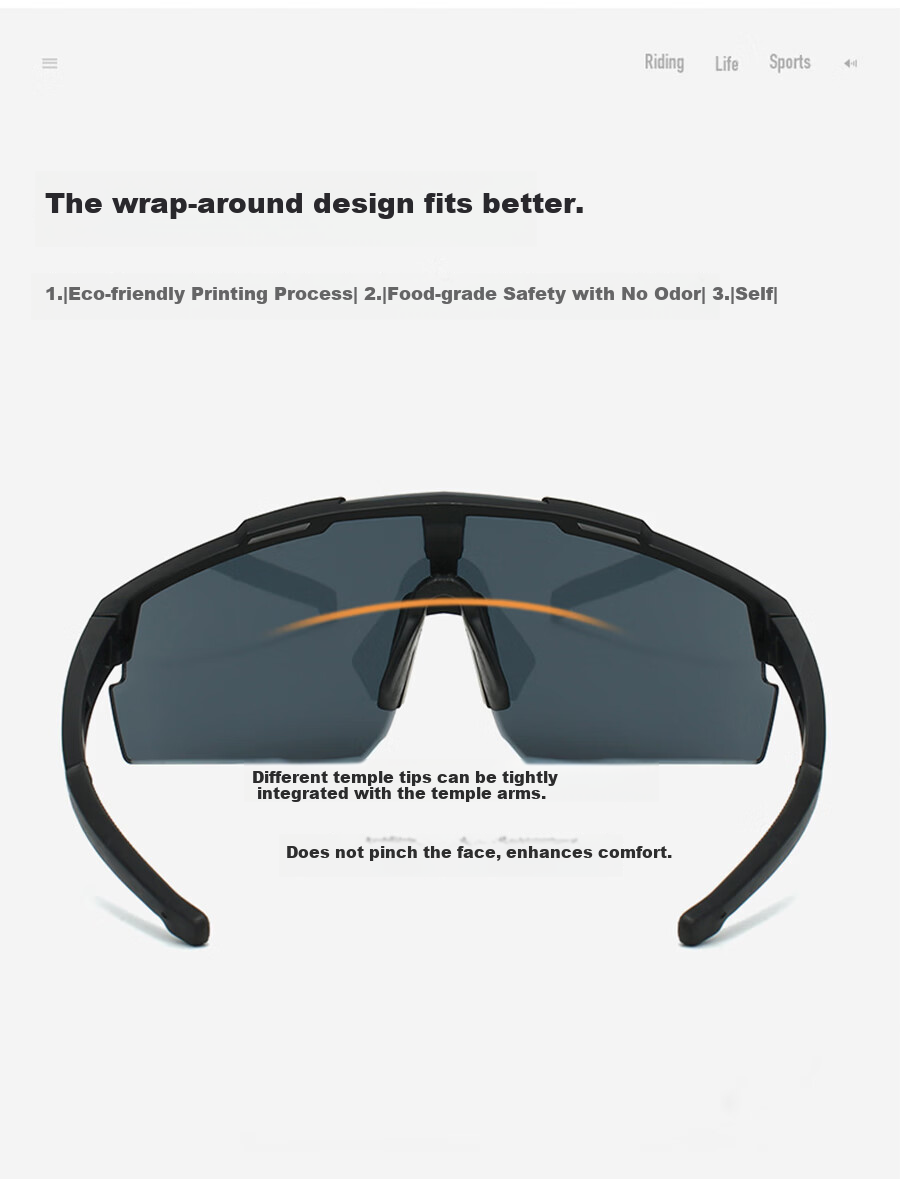 BenshiJi Cycling Glasses Day and Night Use Hiking Mountaineering Protective Eyewear Running Sunglasses Large Frame Personalized Protective Sunglasses 15