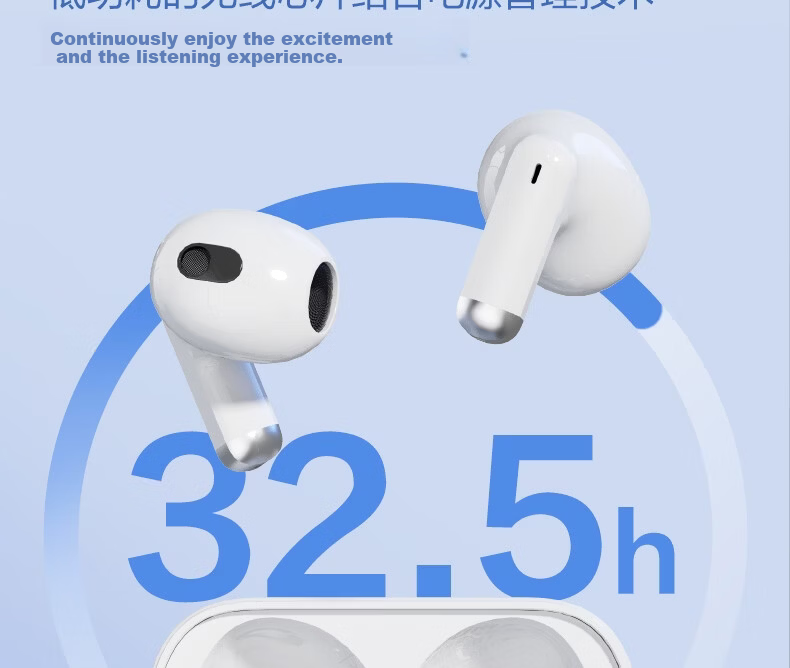 Deli True Wireless Bluetooth Earbuds Semi-In-Ear Earphones Charging Music Sports Gaming Headphones Gift Bluetooth 6.0 Type-C Compatible with Apple Xiaomi Phones White 9
