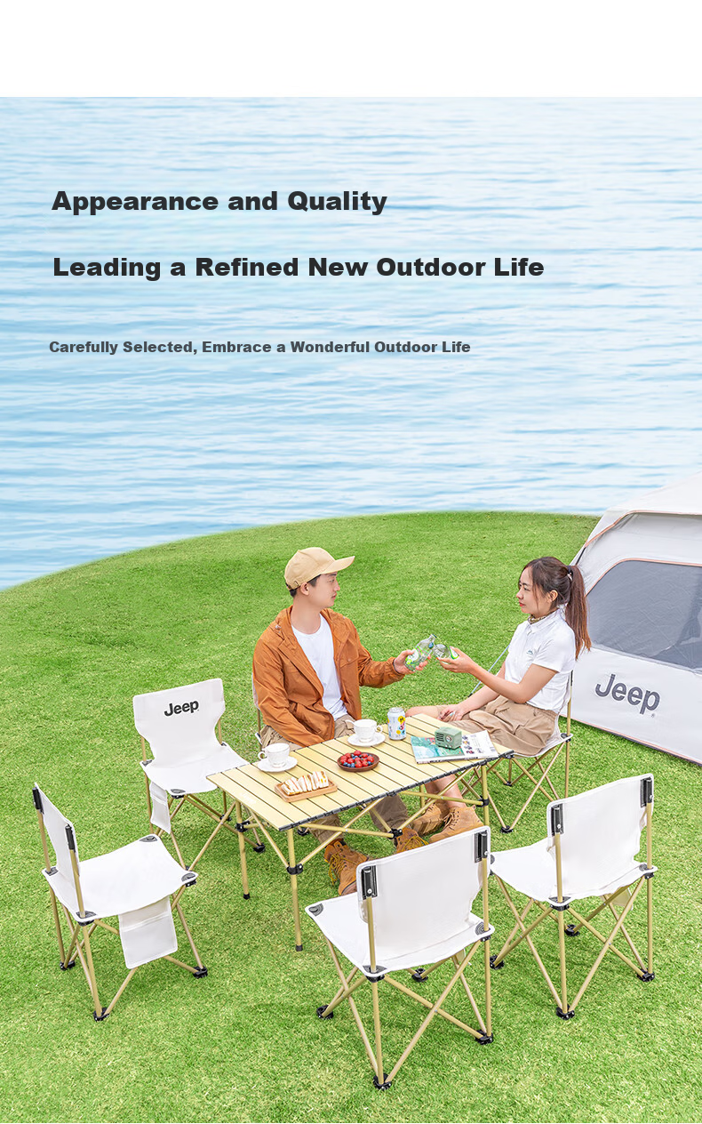 JEEP Outdoor Folding Chair Portable Fishing Stool Small Folding Stool Camping Picnic Art Sketching Chair - Model 39 White 2