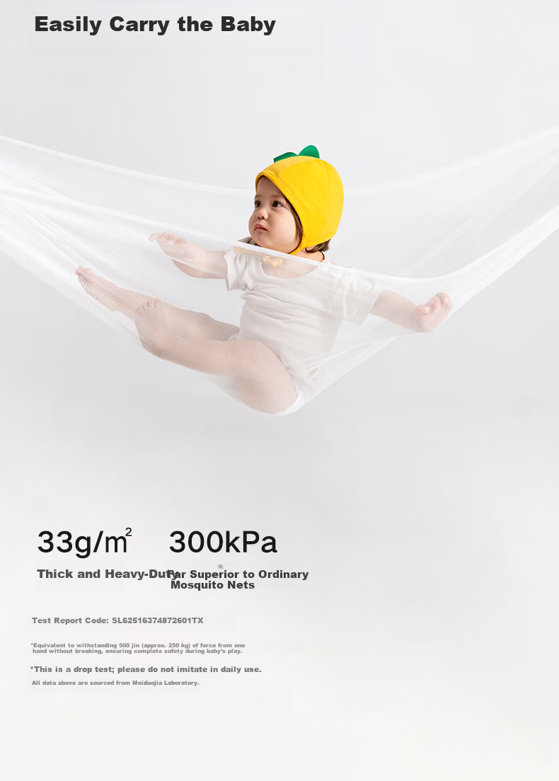 Meiduo Jia Air2 Baby Anti-Fall Mosquito Net Bed Rail 1.2x2m Home Light Blue with Threaded Three-Way Connector and Straps 10