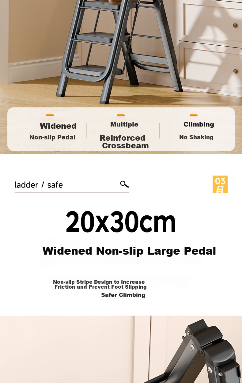 Chuangshuo Household Ladder Clothes Drying Rack Folding Step Ladder Carbon Steel 4-Step Gray 4