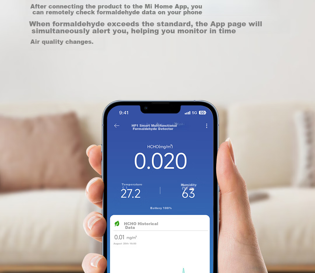 DUKA Formaldehyde Detector Home Formaldehyde Tester Air Quality Monitor Temperature Humidity Meter Clock Mijia Smart HF1 12