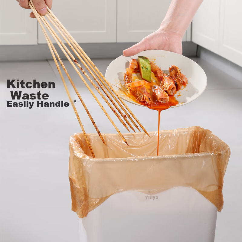 Meiliya Caramel Coffee Vest Garbage Bags 50x60cm 100pcs 1.2 Mil Thickened Large Kitchen Toilet Office Household