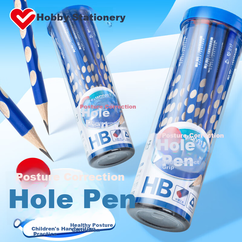 AIHAO AIHAO Hole 2B Pencil Student Non-toxic Triangular Posture Writing Practice Pencil 30pcs WP0015