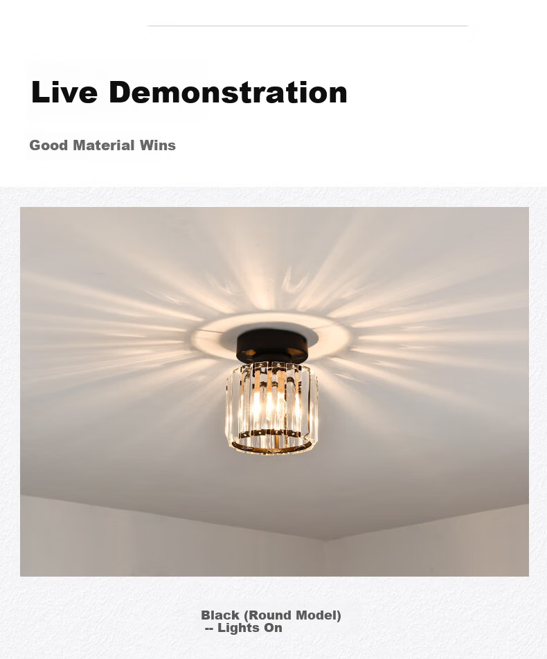 Dengling Luxury Crystal Corridor Light Simple Modern Hallway Light Entrance Round Small Light Nordic LED Ceiling Light Balcony Light 12