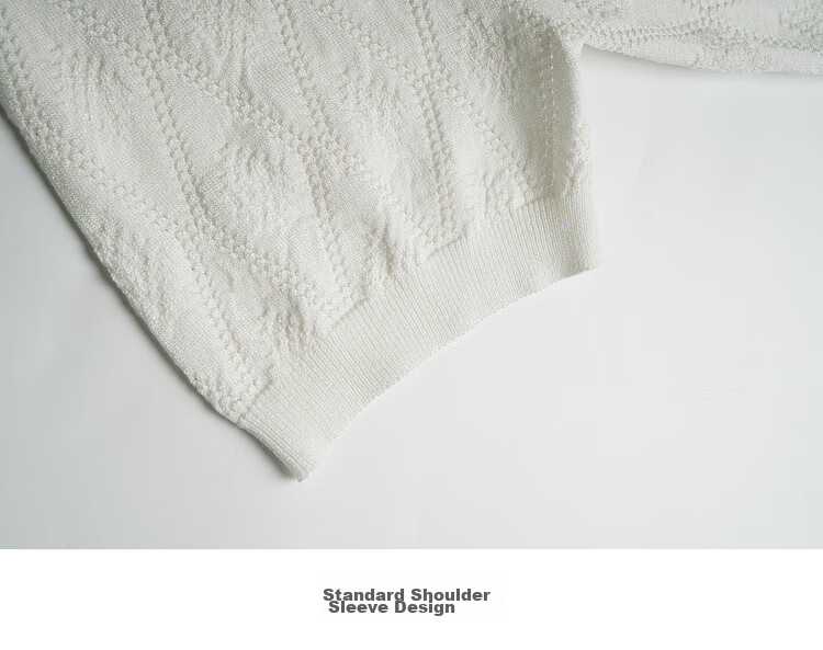 Olrain White French Style Hollow Knit Pullover Women's Summer Tweed Top White S 22