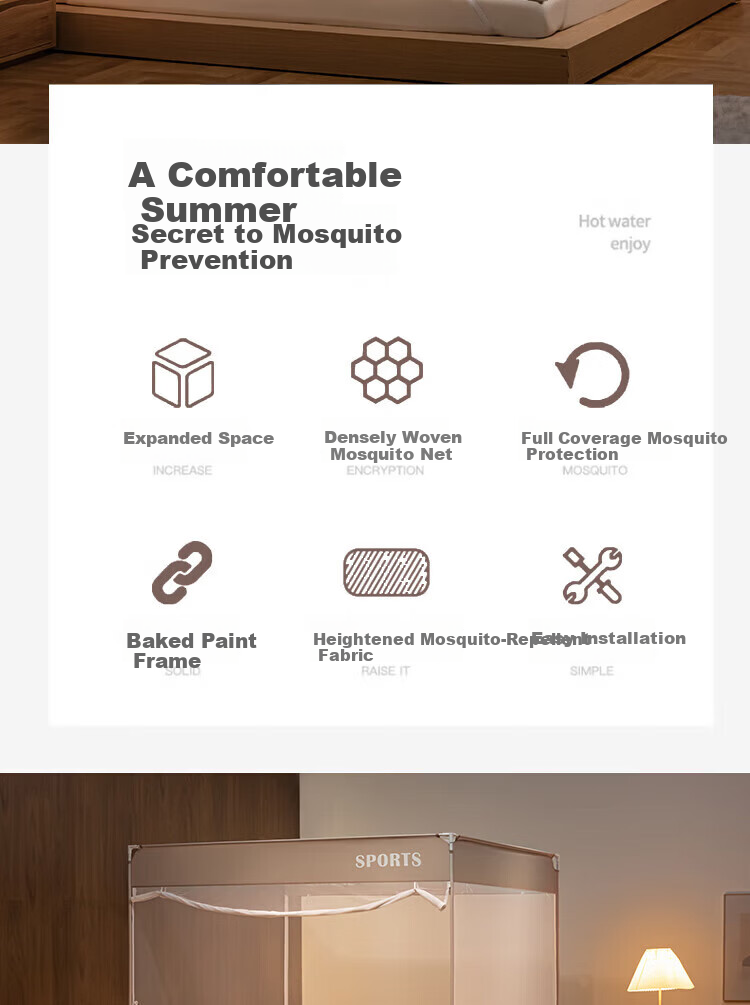 MUJI Anti-Fall Mosquito Net A-Class Full Enclosure Baby and Children's Mosquito Net Home Use Three-Door 1.5x2m Bed 2