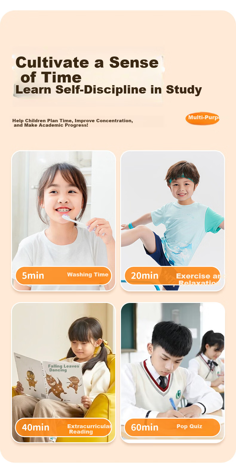 Qite Visual Timer Learning Self-Discipline Children's Wake-Up Device 2026 New Timer Student Alarm Clock Time Manager Countdown Children's Day Gift for Girls 6