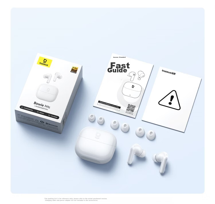 Baseus M4s In-Ear Noise Cancelling AI Bluetooth Earphones Wireless -55dB Adaptive In-Ear Noise Cancellation Coaxial Dual Drivers Compatible with Apple Huawei Honor OPPO Phones 65