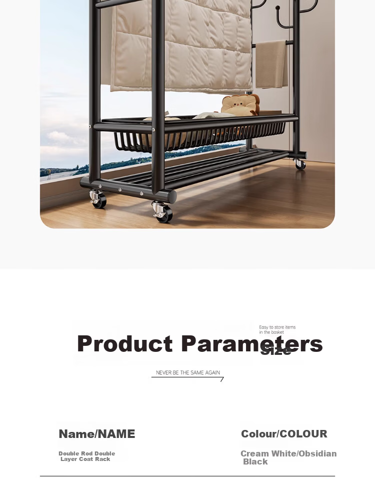 Yixuan Floor Clothes Rack Coat Hanger Bedroom Garment Rack Thickened Sturdy Drying Rack Storage Rack 16