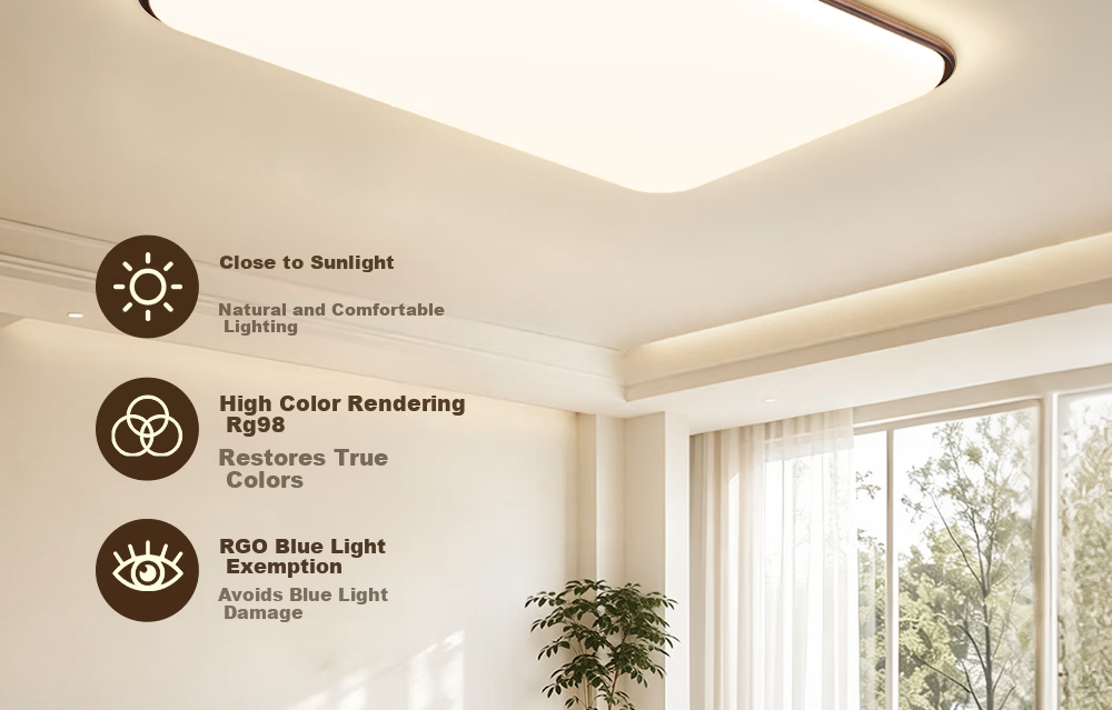 Kuka LED Ultra-thin Ceiling Light Vintage Eye-care PR Lighting Walnut 90CM for Living Room Bedroom [Installation Included] 23
