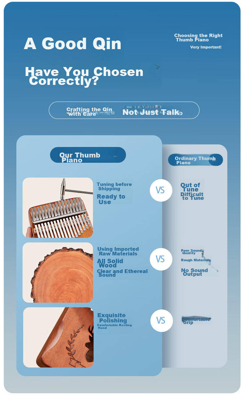 Qian Gu Kalimba Thumb Piano 21-Note Beginner Easy-to-Learn Instrument Finger Piano for Girls Children's Festival Gift 3