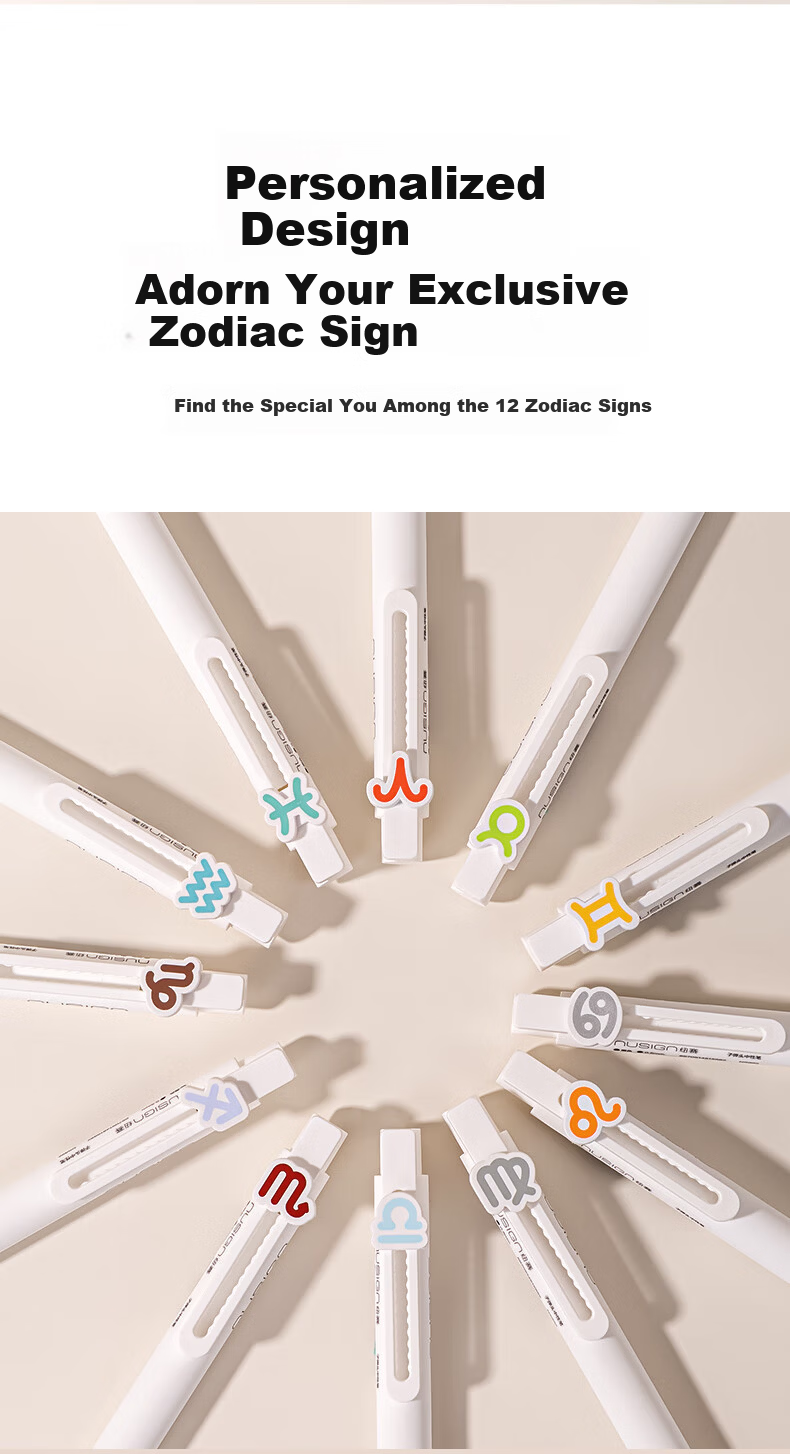 NUSIGN Low Center of Gravity Quick-Dry Click Neutral Pen Virgo Constellation 0.5mm Dual Ballpoint Silicone Tip Black Pen Exam Office 2-Pack NS894-8 Children's Day Gift 7