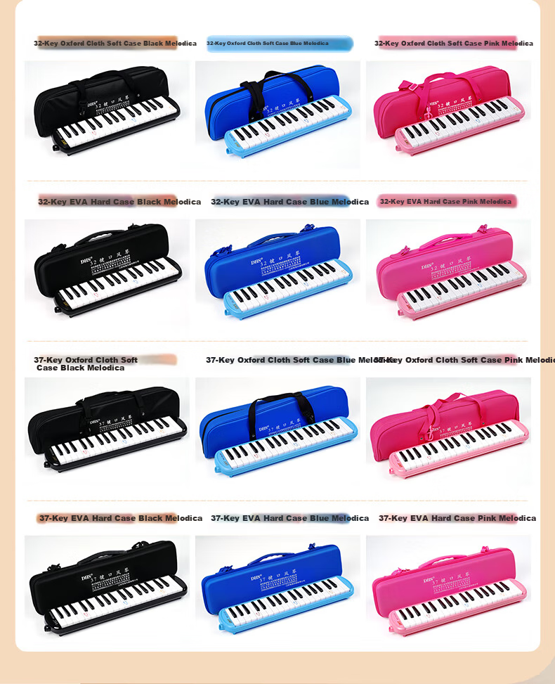 DHS Classroom Musical Instrument 32-Key DHS Melodica Pink Canvas Soft Case with Blowpipe Mouthpiece and Teaching Materials 9