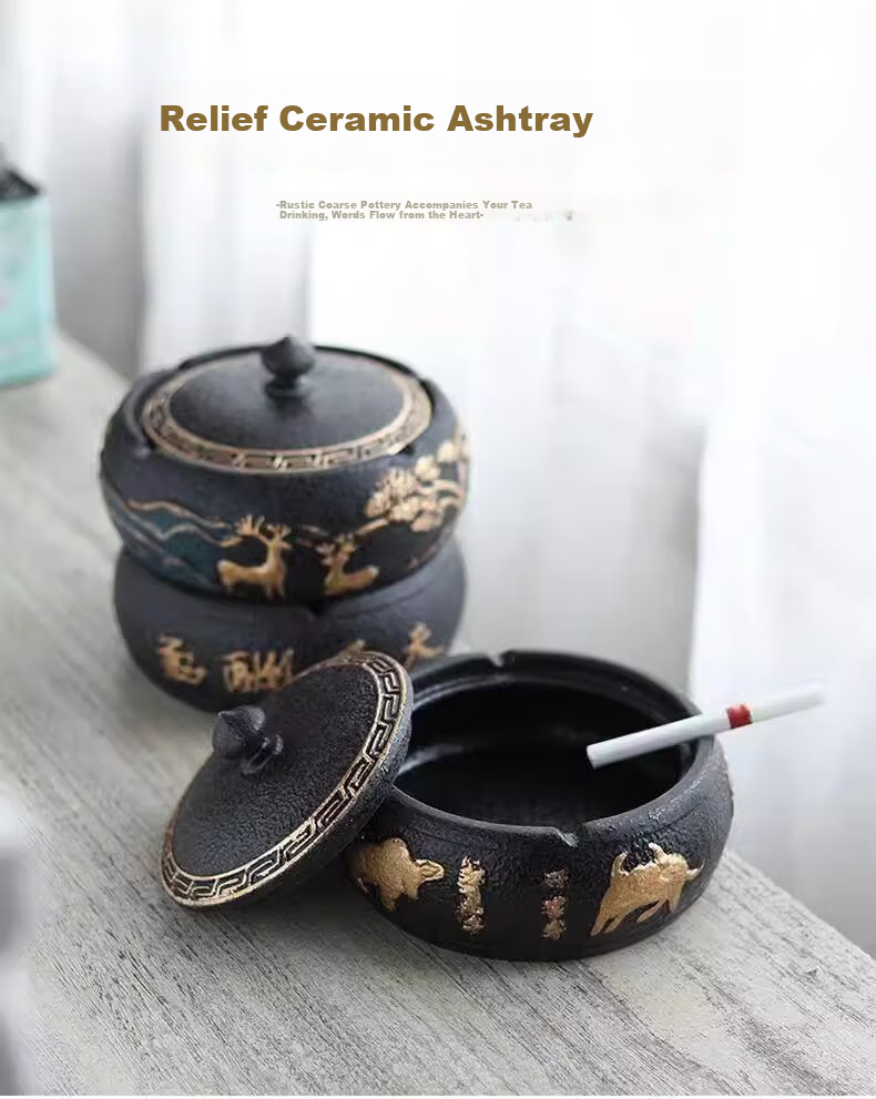 Bangu Mountain Home Ceramic Ashtray Upgrade No Lid Chinese Style Creative Personalized Office Decor 1