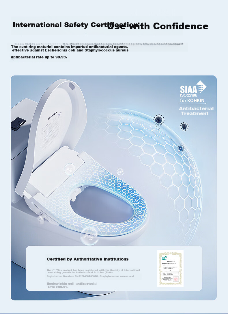 TOSHIBA Smart Toilet Seat Full Automatic Cleaning Heating Drying Platinum Deodorization 0.1s Instant Hot Water T300 13