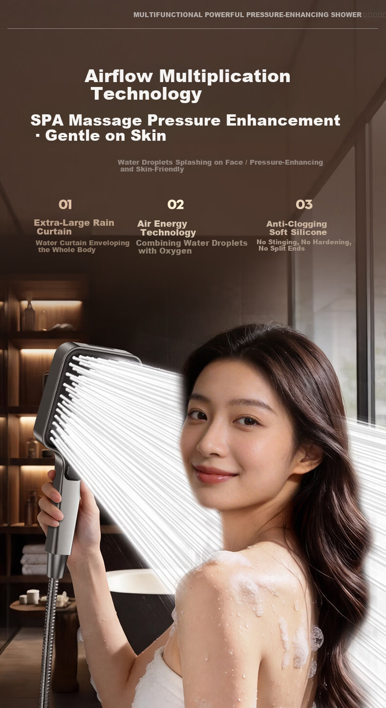 WUZORY [Germany] High-Pressure Shower Head Powerful Bathroom Multi-Function Handheld Shower Sprayer 6