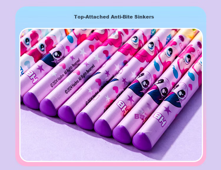 IiGEN My Little Pony HB Pencil Primary School Stationery Round Barrel Exam Pencil Non-toxic Cap Protective Cover Kindergarten Grade 1-2 Set with Eraser Break-resistant Core Back-to-School Gift Box 5