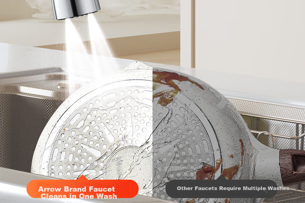 ARROW HY Kitchen Hot and Cold Water Faucet Splash-Proof Rotatable Brass Pull-Out Faucet AE45303CP 18