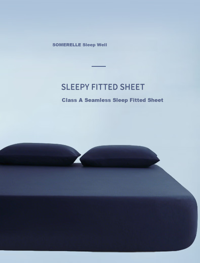 SOMERELLE Class A Knitted Cotton Deep Sleep Fitted Sheet Single Piece Summer Cooling Breathable Mattress Protector Cover 1.5m x 2m 1