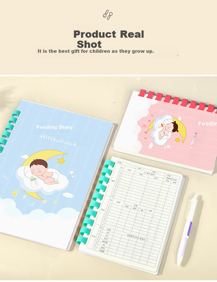 Dr. Dolly A5 Feeding Record Book Boy Baby Nursing Diary Infant Breastfeeding Log Newborn Growth Manual Milk Intake Notebook Soft Spiral 50 Sheets 13