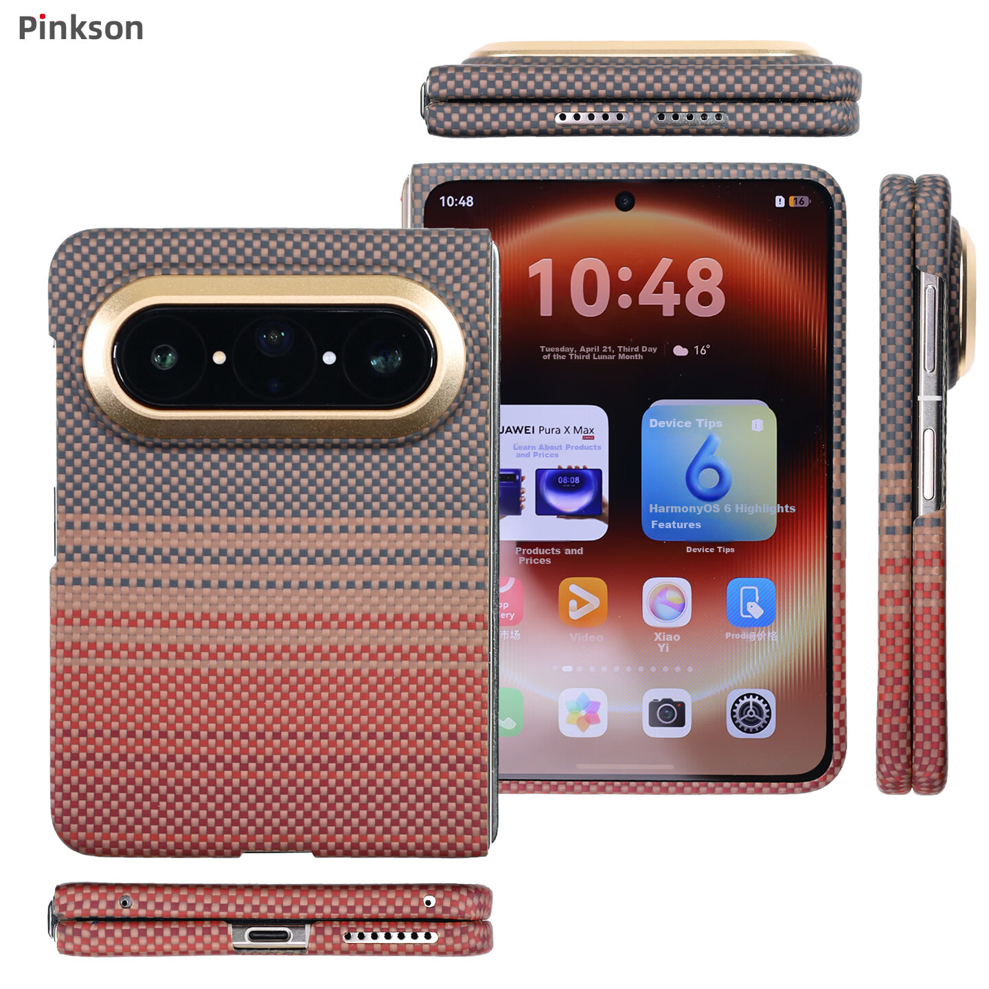 Pinkson Huawei Pura X Max Case Aurora Slim Non-Magnetic Kevlar Aramid Fiber Protective Cover Ultra-Thin Full Coverage Business Trendy Model 2